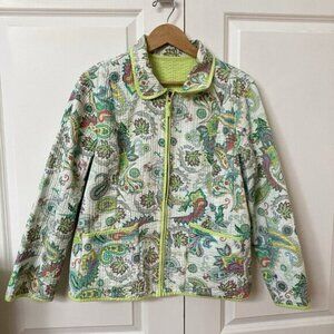 Vintage Tabi Quilted Shacket Womens XL Paisley Reversible Green Full Zip Chore